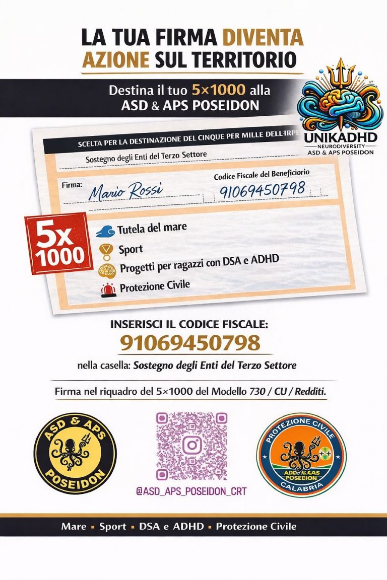 La tua firma diventa azione sul territorio – 5×1000 ASD & APS Poseidon
