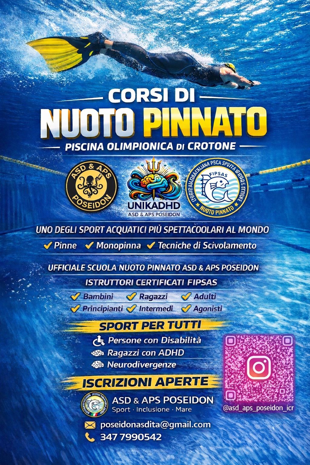 Locandina Corsi di Nuoto Pinnato